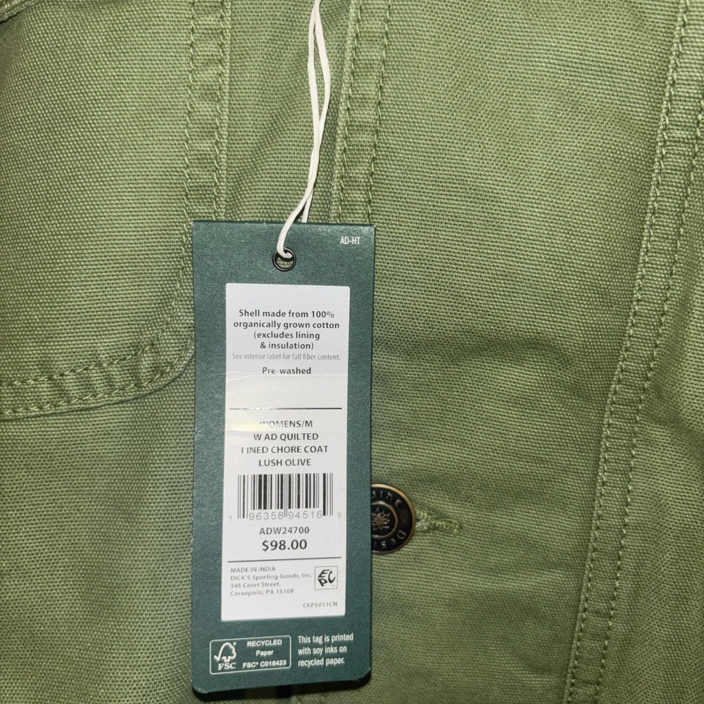 Alpine Design Women’s Quilted Chore Coat Olive Green Medium NWT - Picture 3 of 8